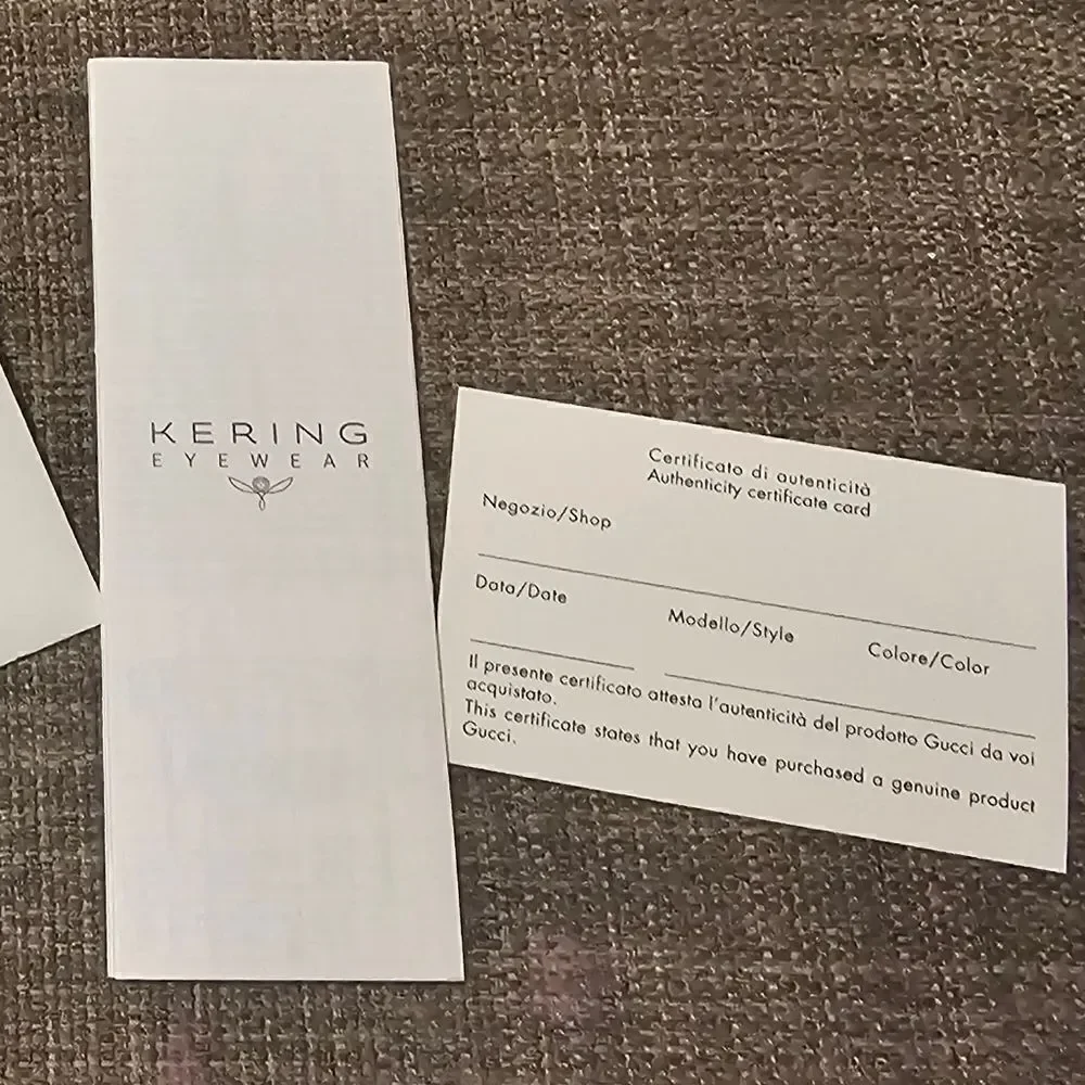 Gucci Eyewear Authentication Card